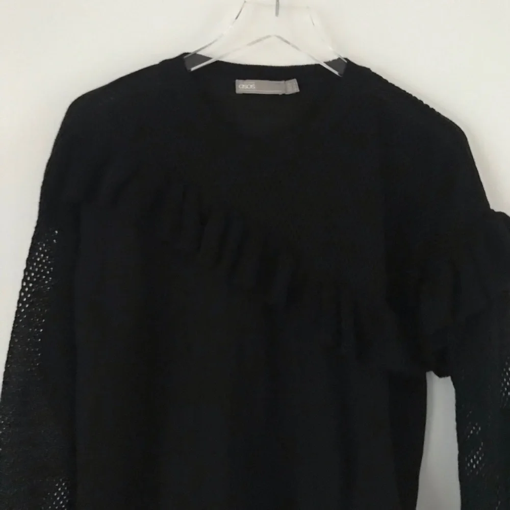 ASOS Ruffle Mesh Sweater Black - Picture 3 of 8